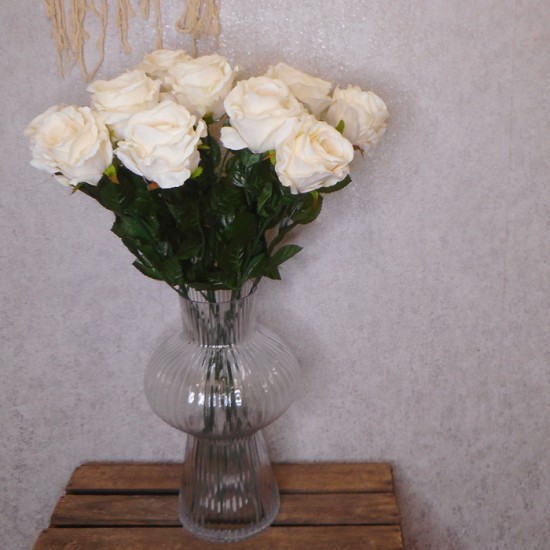 Fleur Artificial Rose Cream 63cm Artificial Flowers